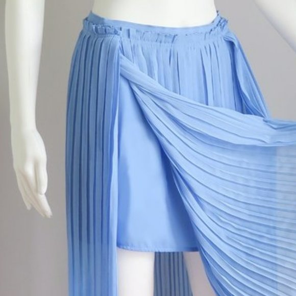 ๐GORGEOUS๐ Pleated Maxi Skirt with Side Slits in Periwinkle Blue - Picture 9 of 15